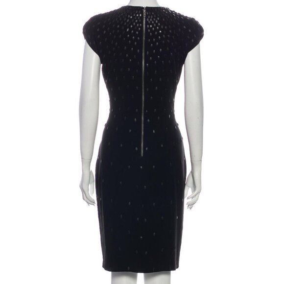 Alc Black Leather Embellished Cap Sleeve Cocktail Party Sheath Dress Size 12 - Picture 2 of 10